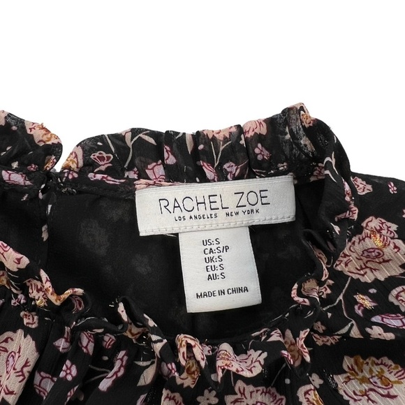 Rachel Zoe Moody Floral Oversized Ruffle Puff Sleeve Size S - Picture 3 of 12